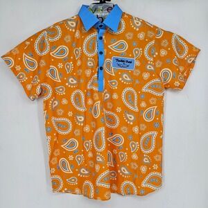 Trailer Park Golf Club Polo Shirt Mens Medium Paisley Bandana AOP Casual Preppy